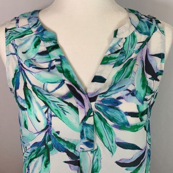 St. Tropez West Nature Plant Sleeveless Blouse Tank - Picture 2 of 8